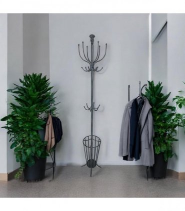 AcaciaHome Elegant and Premium 175CM Metal Coat Stand and Umbrella Holder – Sturdy and Stylish Storage for Coats, Jackets, and Durable Umbrellas for Entryways, Hallways, and Offices (GREY)