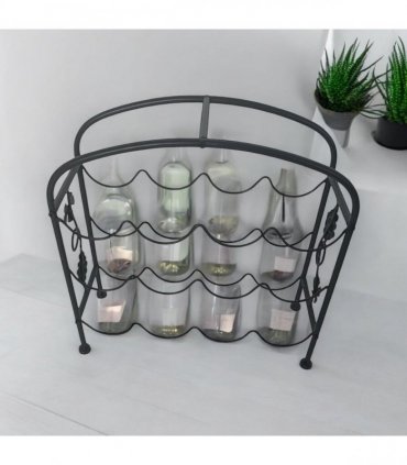 AcaciaHome Stylish and Elegant 40CM 12-Bottle Wine Holder – Sleek design complements modern and traditional spaces with Solid Wood Rack for Wine Storage for Bar, Office, and Living spaces (Black)