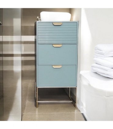 Contemporary and Stylish 64CM Wooden 3 Drawer Bedside Table - Compact Storage Solution with Smooth Sleek Design Wood Frame Drawer Slides for Easy Access to Home Essentials (Green)