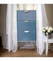 Contemporary and Stylish 64CM Wooden 3 Drawer Bedside Table - Compact Storage Solution with Smooth Sleek Design Wood Frame Drawer Slides for Easy Access to Home Essentials (Blue)