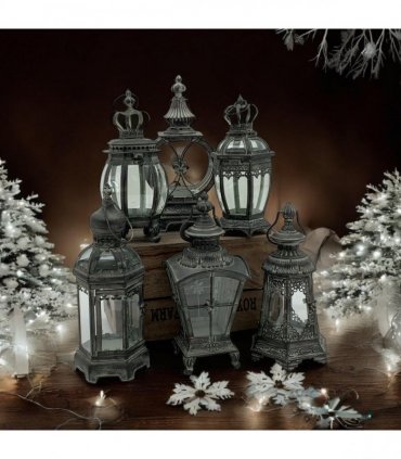 Stylish & Elegant Stunning Set of 6 Metal Bronze Tealight Lantern Holders – Art Deco Style with Painted Metal Frame, Glass Panels, Perfect for Flameless/LED Candles, Indoor & Outdoor Décor