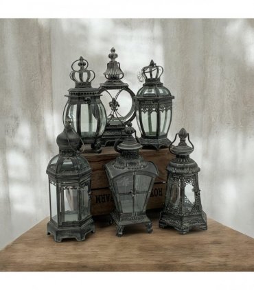 Stylish & Elegant Stunning Set of 6 Metal Bronze Tealight Lantern Holders – Art Deco Style with Painted Metal Frame, Glass Panels, Perfect for Flameless/LED Candles, Indoor & Outdoor Décor