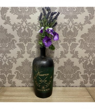 Green Glass Bottle Vase Decorative Home - Rustic Design for Flowers & Xmas Gift