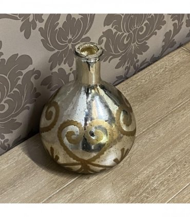 Elegant Silver & Gold Decorative Bottle Vase, Unique Rustic Home Décor Gift Idea