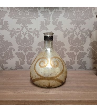 Elegant Silver & Gold Decorative Bottle Vase, Unique Rustic Home Décor Gift Idea