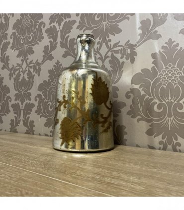 Silver Gold Decorative Bottle Vase, Rustic Home Décor Perfect for Flower & Gifts