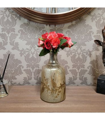 Silver Gold Decorative Bottle Vase, Rustic Home Décor Perfect for Flower & Gifts