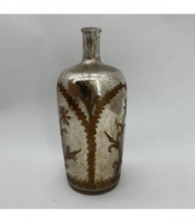 15" ANTIQUE SILVER GLASS DECORATIVE VASE