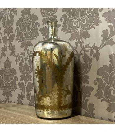 15" ANTIQUE SILVER GLASS DECORATIVE VASE