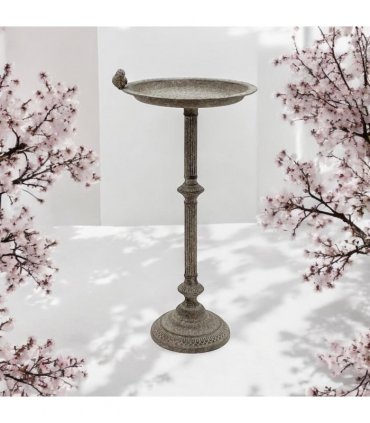 Antique Iron Metal Feeder Birdbath with Hand-Finished Distressed Design - Stylish Outdoor Décor for Bird Lovers with Standalone Garden Ornament and Feeder Bowl & Stand (Stand Design - 65cm)