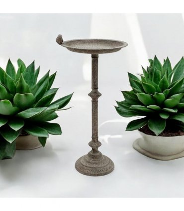 Antique Iron Metal Feeder Birdbath with Hand-Finished Distressed Design - Stylish Outdoor Décor for Bird Lovers with Standalone Garden Ornament and Feeder Bowl & Stand (Stand Design - 65cm)