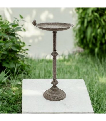 Antique Iron Metal Feeder Birdbath with Hand-Finished Distressed Design - Stylish Outdoor Décor for Bird Lovers with Standalone Garden Ornament and Feeder Bowl & Stand (Stand Design - 65cm)