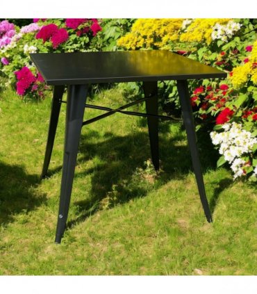 Contemporary and Durable 80x80x76cm Metal Dining Table - Modern Table for Home, Bistro, Cafe, Patio, Indoor, and Outdoor Use for Breakfast, Outdoor Gatherings, or any Spaces (Black)