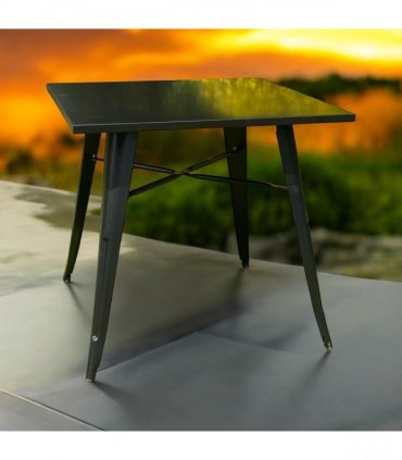 Contemporary and Durable 80x80x76cm Metal Dining Table - Modern Table for Home, Bistro, Cafe, Patio, Indoor, and Outdoor Use for Breakfast, Outdoor Gatherings, or any Spaces (Black)