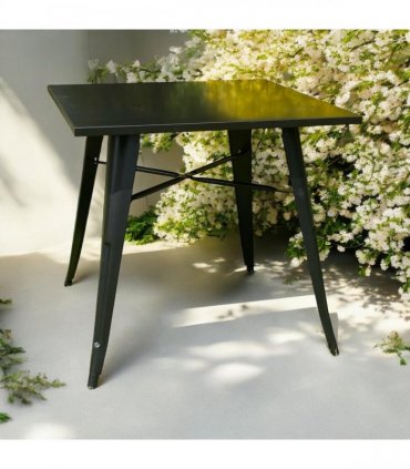 Contemporary and Durable 80x80x76cm Metal Dining Table - Modern Table for Home, Bistro, Cafe, Patio, Indoor, and Outdoor Use for Breakfast, Outdoor Gatherings, or any Spaces (Black)