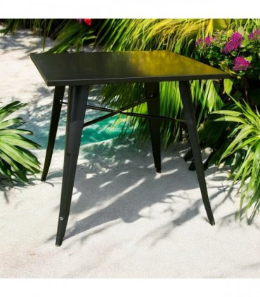 Contemporary and Durable 80x80x76cm Metal Dining Table - Modern Table for Home, Bistro, Cafe, Patio, Indoor, and Outdoor Use for Breakfast, Outdoor Gatherings, or any Spaces (Black)