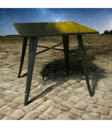 Contemporary and Durable 80x80x76cm Metal Dining Table - Modern Table for Home, Bistro, Cafe, Patio, Indoor, and Outdoor Use for Breakfast, Outdoor Gatherings, or any Spaces (Black)