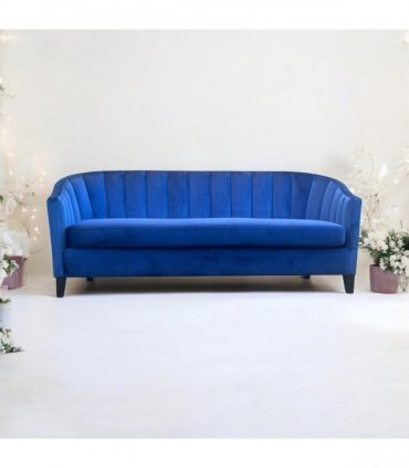 AcaciaHome Durable & Stylish Blue/Pink/Leopard Print Velvet Tub Couch 3-Seater Sofa | Contemporary Drop Arm Design | Comfortable Living Room Seating | Perfect for Home & Office (Blue Velvet)