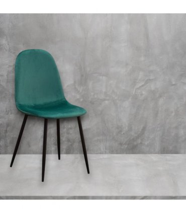 AcaciaHome Modern & Stylish Velvet Cushion Padded Metal Legs Dining Chairs - Ergonomic Design Comfortable Chairs Perfect for Kitchen, Dining, Living Room, and etc. (Green)