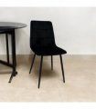 AcaciaHome Modern & Stylish Velvet Cushion Padded Metal Legs Black Dining Chairs - Ergonomic Design Comfortable Chairs Perfect for Kitchen, Dining, Living Room, and etc. (Black Fabric)