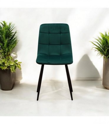 AcaciaHome Modern & Stylish Velvet Cushion Padded Metal Legs Dining Chairs - Ergonomic Design Comfortable Chairs Perfect for Kitchen, Dining, Living Room, and etc. (Green Fabric)