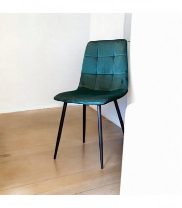 AcaciaHome Modern & Stylish Velvet Cushion Padded Metal Legs Dining Chairs - Ergonomic Design Comfortable Chairs Perfect for Kitchen, Dining, Living Room, and etc. (Green Fabric)