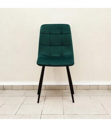 AcaciaHome Modern & Stylish Velvet Cushion Padded Metal Legs Dining Chairs - Ergonomic Design Comfortable Chairs Perfect for Kitchen, Dining, Living Room, and etc. (Green Fabric)