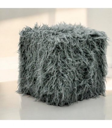 Elegant and Comfortable 38CM Dark Grey Faux Fur Cube Ottoman Footstool - Super soft faux fur footstool with sponge padding that Ultimate Modern Decor at Home or Office