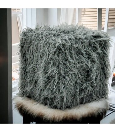 Elegant and Comfortable 38CM Dark Grey Faux Fur Cube Ottoman Footstool - Super soft faux fur footstool with sponge padding that Ultimate Modern Decor at Home or Office