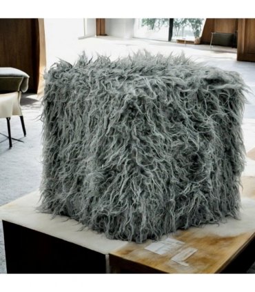 Elegant and Comfortable 38CM Dark Grey Faux Fur Cube Ottoman Footstool - Super soft faux fur footstool with sponge padding that Ultimate Modern Decor at Home or Office