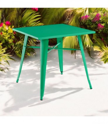 Contemporary and Durable 80x80x76cm Metal Dining Table - Modern Table for Home, Bistro, Cafe, Patio, Indoor, and Outdoor Use for Breakfast, Outdoor Gatherings, or any Spaces (Green)