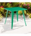 Contemporary and Durable 80x80x76cm Metal Dining Table - Modern Table for Home, Bistro, Cafe, Patio, Indoor, and Outdoor Use for Breakfast, Outdoor Gatherings, or any Spaces (Green)