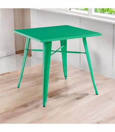Contemporary and Durable 80x80x76cm Metal Dining Table - Modern Table for Home, Bistro, Cafe, Patio, Indoor, and Outdoor Use for Breakfast, Outdoor Gatherings, or any Spaces (Green)