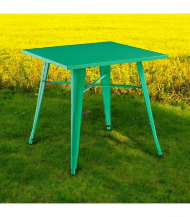Contemporary and Durable 80x80x76cm Metal Dining Table - Modern Table for Home, Bistro, Cafe, Patio, Indoor, and Outdoor Use for Breakfast, Outdoor Gatherings, or any Spaces (Green)