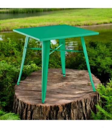 Contemporary and Durable 80x80x76cm Metal Dining Table - Modern Table for Home, Bistro, Cafe, Patio, Indoor, and Outdoor Use for Breakfast, Outdoor Gatherings, or any Spaces (Green)