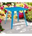 Contemporary and Durable 80x80x76cm Metal Dining Table - Modern Table for Home, Bistro, Cafe, Patio, Indoor, and Outdoor Use for Breakfast, Outdoor Gatherings, or any Spaces (Blue)