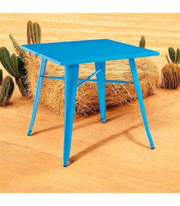 Contemporary and Durable 80x80x76cm Metal Dining Table - Modern Table for Home, Bistro, Cafe, Patio, Indoor, and Outdoor Use for Breakfast, Outdoor Gatherings, or any Spaces (Blue)