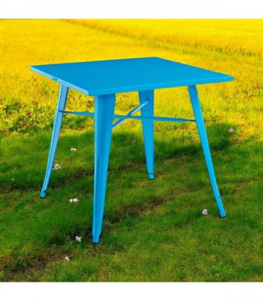 Contemporary and Durable 80x80x76cm Metal Dining Table - Modern Table for Home, Bistro, Cafe, Patio, Indoor, and Outdoor Use for Breakfast, Outdoor Gatherings, or any Spaces (Blue)