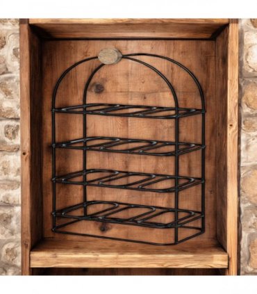 Durable & Stylish Cast Iron Black 8/9/12-Bottle Wine Rack - Premium Organizer with Durable Metal Frame with Elegant Design to Showcase Wine Bottles for Home, Kitchens, or Bars (25" CAST IRON)