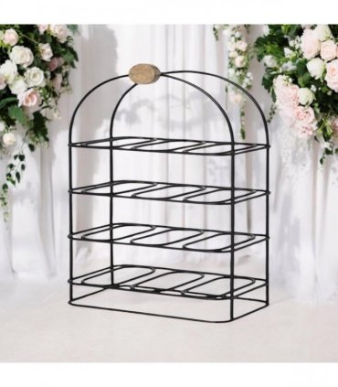 Durable & Stylish Cast Iron Black 8/9/12-Bottle Wine Rack - Premium Organizer with Durable Metal Frame with Elegant Design to Showcase Wine Bottles for Home, Kitchens, or Bars (25" CAST IRON)