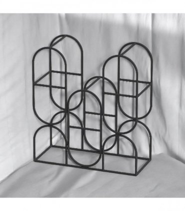 Durable & Stylish Cast Iron Black 8/9/12-Bottle Wine Rack - Premium Organizer with Durable Metal Frame with Elegant Design to Showcase Wine Bottles for Home, Kitchens, or Bars (14" CAST IRON)