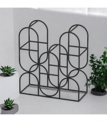 Durable & Stylish Cast Iron Black 8/9/12-Bottle Wine Rack - Premium Organizer with Durable Metal Frame with Elegant Design to Showcase Wine Bottles for Home, Kitchens, or Bars (14" CAST IRON)
