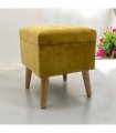 AcaciaHome Stylish & Durable Living Velvet Ottoman Footstool with Lift-Up Storage, Square Design, Traditional Pattern, Comfortable Medium Firmness for Living Room, Office or Lounge (Yellow, Square)