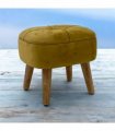 AcaciaHome Stylish & Durable Living Velvet Ottoman Footstool with Lift-Up Storage, Round Design, Traditional Pattern, Comfortable Medium Firmness for Living Room, Office or Lounge (Yellow, Round)