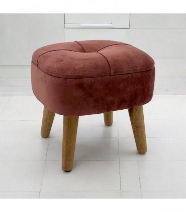 AcaciaHome Stylish & Durable Living Velvet Ottoman Footstool with Lift-Up Storage, Round Design, Traditional Pattern, Comfortable Medium Firmness for Living Room, Office or Lounge (Pink, Round)