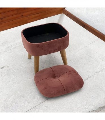 AcaciaHome Stylish & Durable Living Velvet Ottoman Footstool with Lift-Up Storage, Round Design, Traditional Pattern, Comfortable Medium Firmness for Living Room, Office or Lounge (Pink, Round)