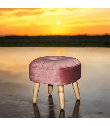 AcaciaHome Stylish & Durable Living Velvet Ottoman Footstool with Lift-Up Storage, Round Design, Traditional Pattern, Comfortable Medium Firmness for Living Room, Office or Lounge (Pink, Round)