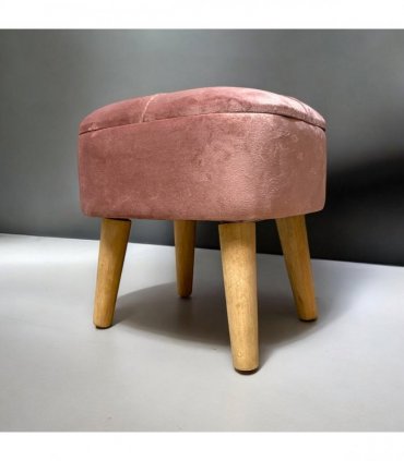 AcaciaHome Stylish & Durable Living Velvet Ottoman Footstool with Lift-Up Storage, Round Design, Traditional Pattern, Comfortable Medium Firmness for Living Room, Office or Lounge (Pink, Round)