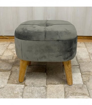 AcaciaHome Stylish & Durable Living Velvet Ottoman Footstool with Lift-Up Storage, Round Design, Traditional Pattern, Comfortable Medium Firmness for Living Room, Office or Lounge (Grey, Round)