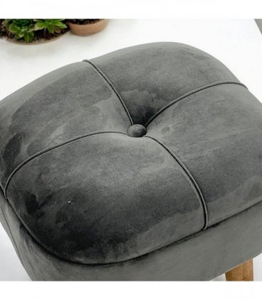 AcaciaHome Stylish & Durable Living Velvet Ottoman Footstool with Lift-Up Storage, Round Design, Traditional Pattern, Comfortable Medium Firmness for Living Room, Office or Lounge (Grey, Round)